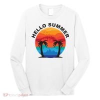 Hello Summer Tropical Sunset Beach Long Sleeve Shirt thumb 0