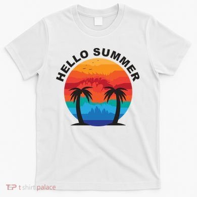 Hello Summer Tropical Sunset Beach T-Shirt