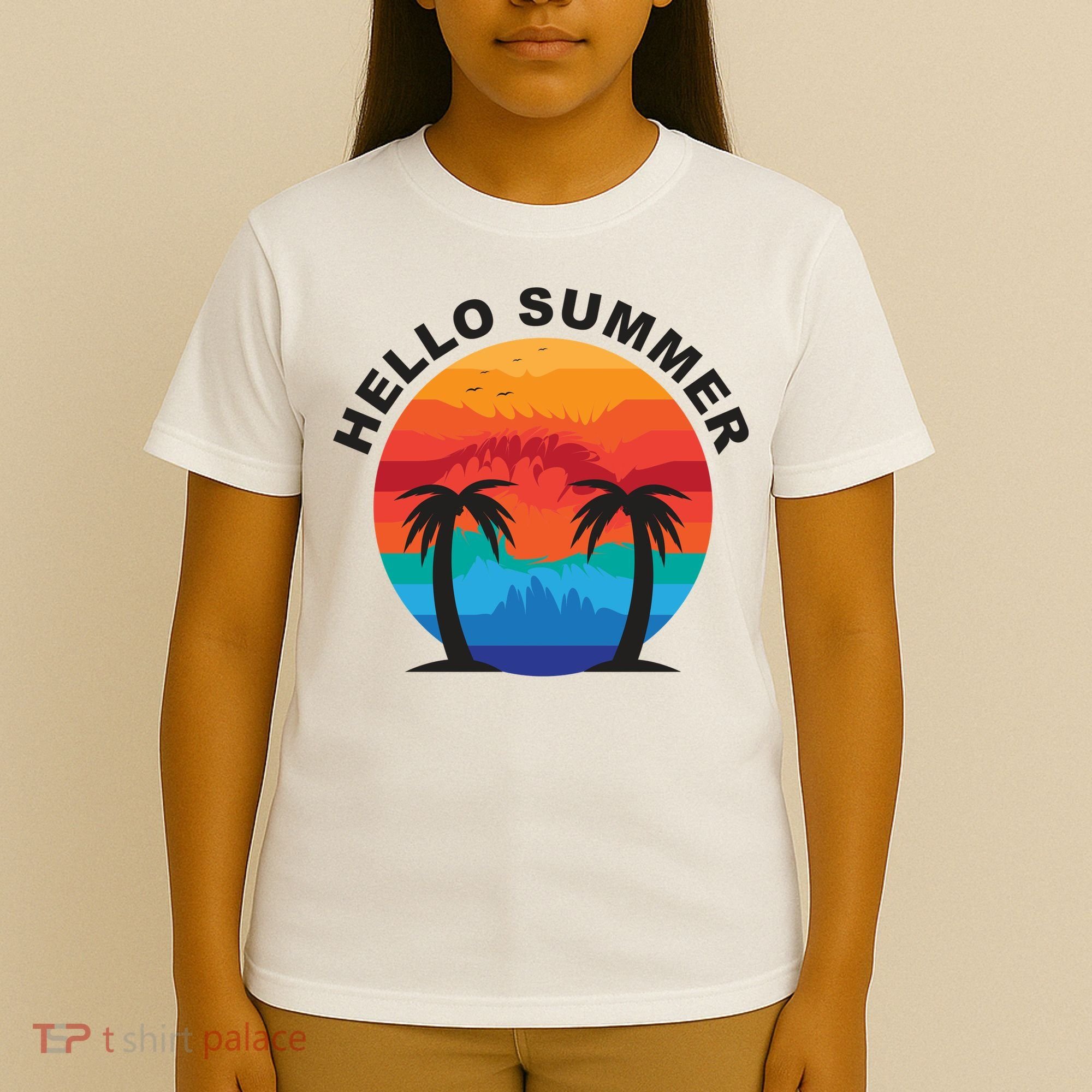 Hello Summer Tropical Sunset Beach T-Shirt