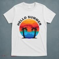 Hello Summer Tropical Sunset Beach T-Shirt thumb 5