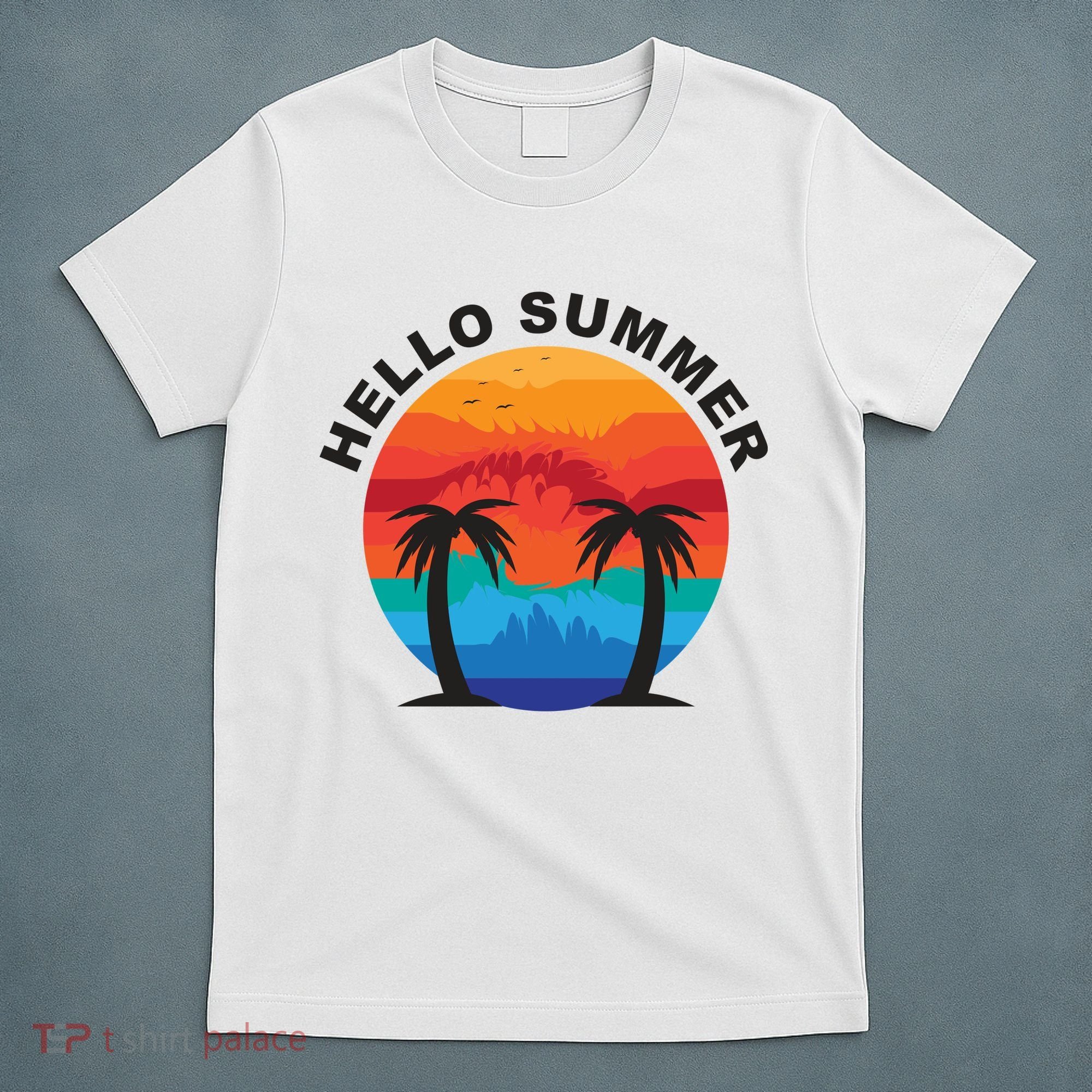 Hello Summer Tropical Sunset Beach T-Shirt