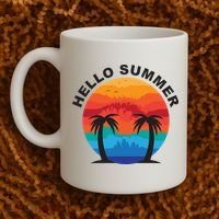 Hello Summer Tropical Sunset Beach Coffee Mug thumb 2