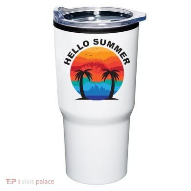 Hello Summer Tropical Sunset Beach Tumbler