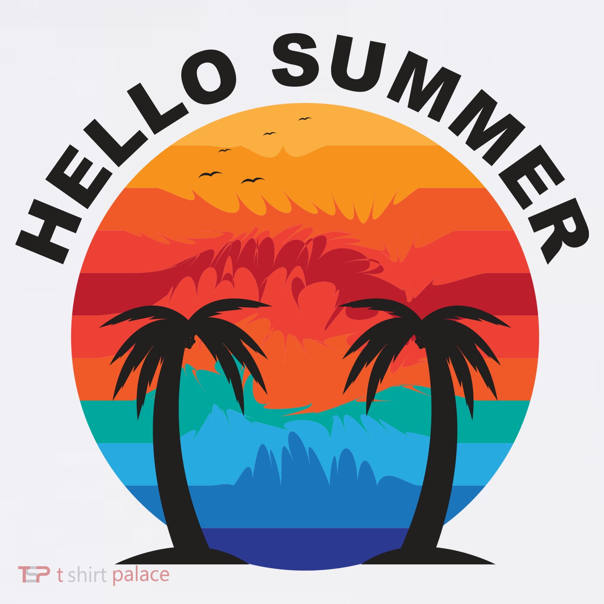 Hello Summer Tropical Sunset Beach Ornament