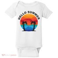 Hello Summer Tropical Sunset Beach Baby Bodysuit thumb 0