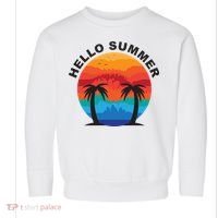 Hello Summer Tropical Sunset Beach Toddler Sweatshirt thumb 0