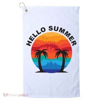 Hello Summer Tropical Sunset Beach Golf Towel