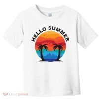 Hello Summer Tropical Sunset Beach Toddler T-Shirt thumb 0