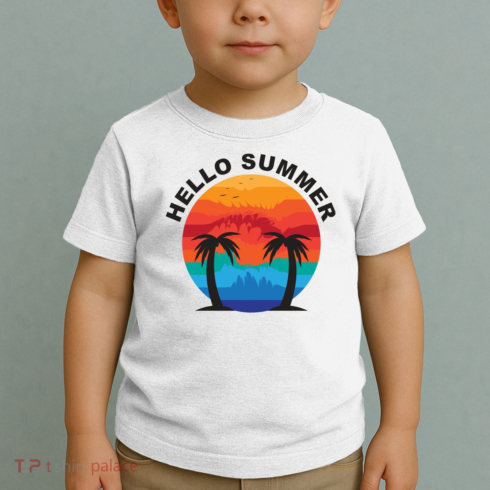Hello Summer Tropical Sunset Beach Toddler T-Shirt