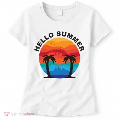 Hello Summer Tropical Sunset Beach Women's T-Shirt