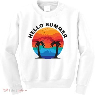 Hello Summer Tropical Sunset Beach Kids Sweatshirt