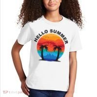 Hello Summer Tropical Sunset Beach Kids T-Shirt thumb 2