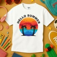 Hello Summer Tropical Sunset Beach Kids T-Shirt thumb 3