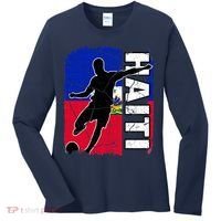 Haitian Soccer Team Haiti Flag Jersey Fans Women's Long Sleeve Shirt thumb 0