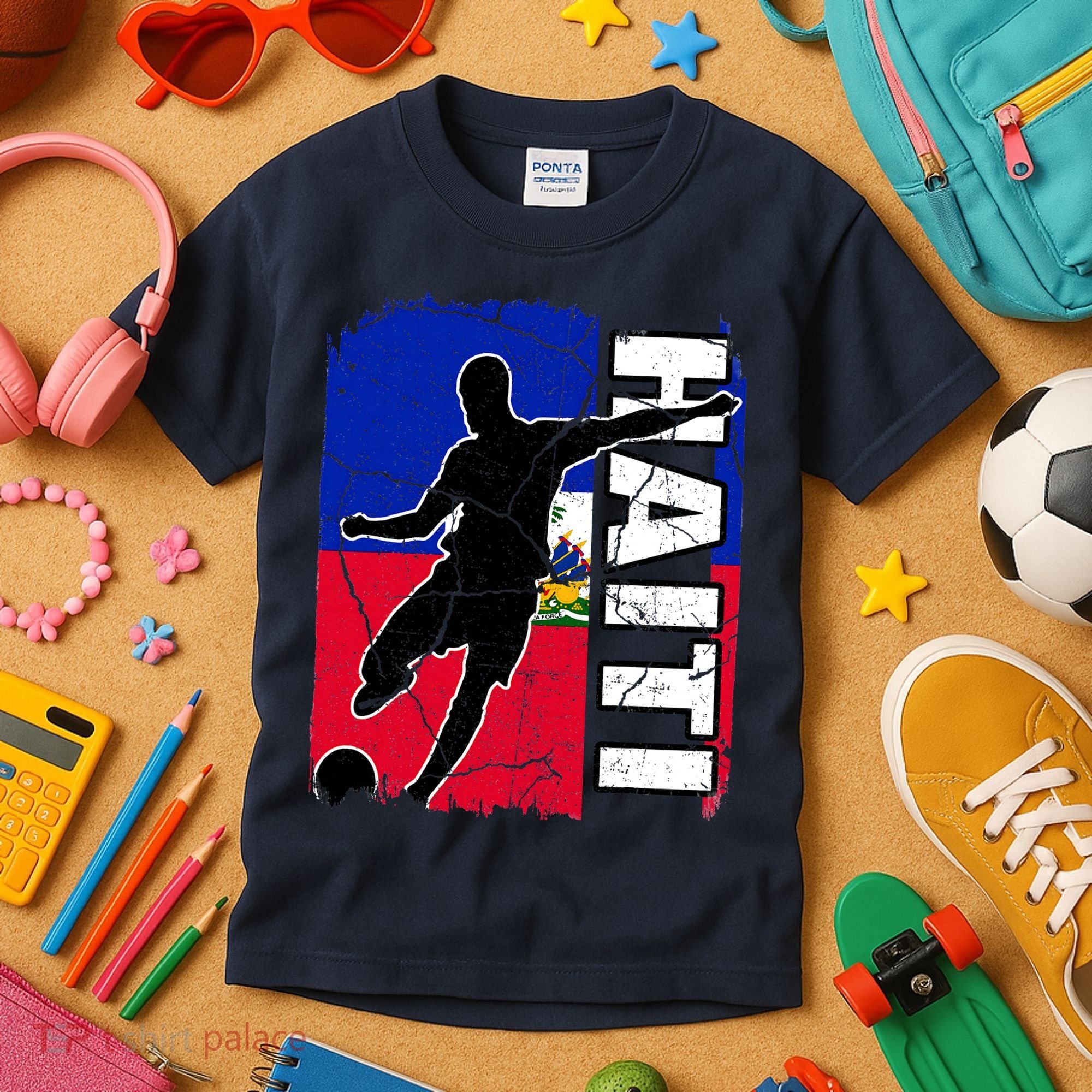 Haitian Soccer Team Haiti Flag Jersey Fans Kids T-Shirt