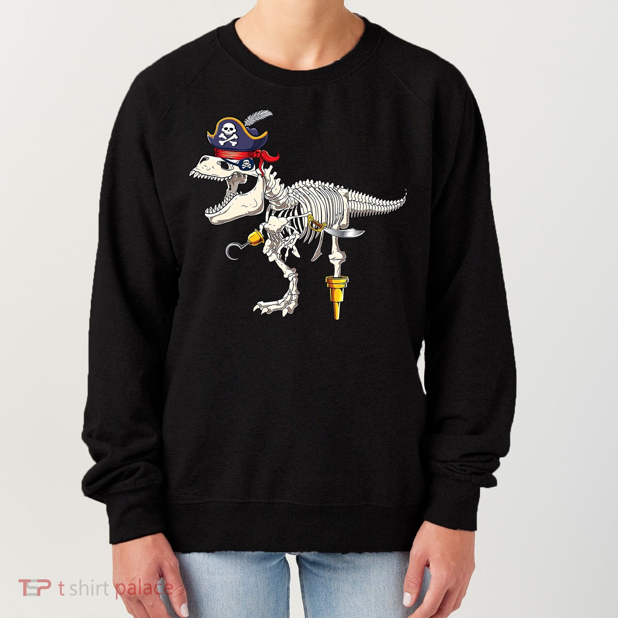 Halloween Skeleton TRex Dinosaur Pirate Trick Or Treat Women's Sweatshirt