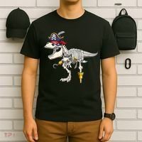 Halloween Skeleton TRex Dinosaur Pirate Trick Or Treat T-Shirt thumb 6