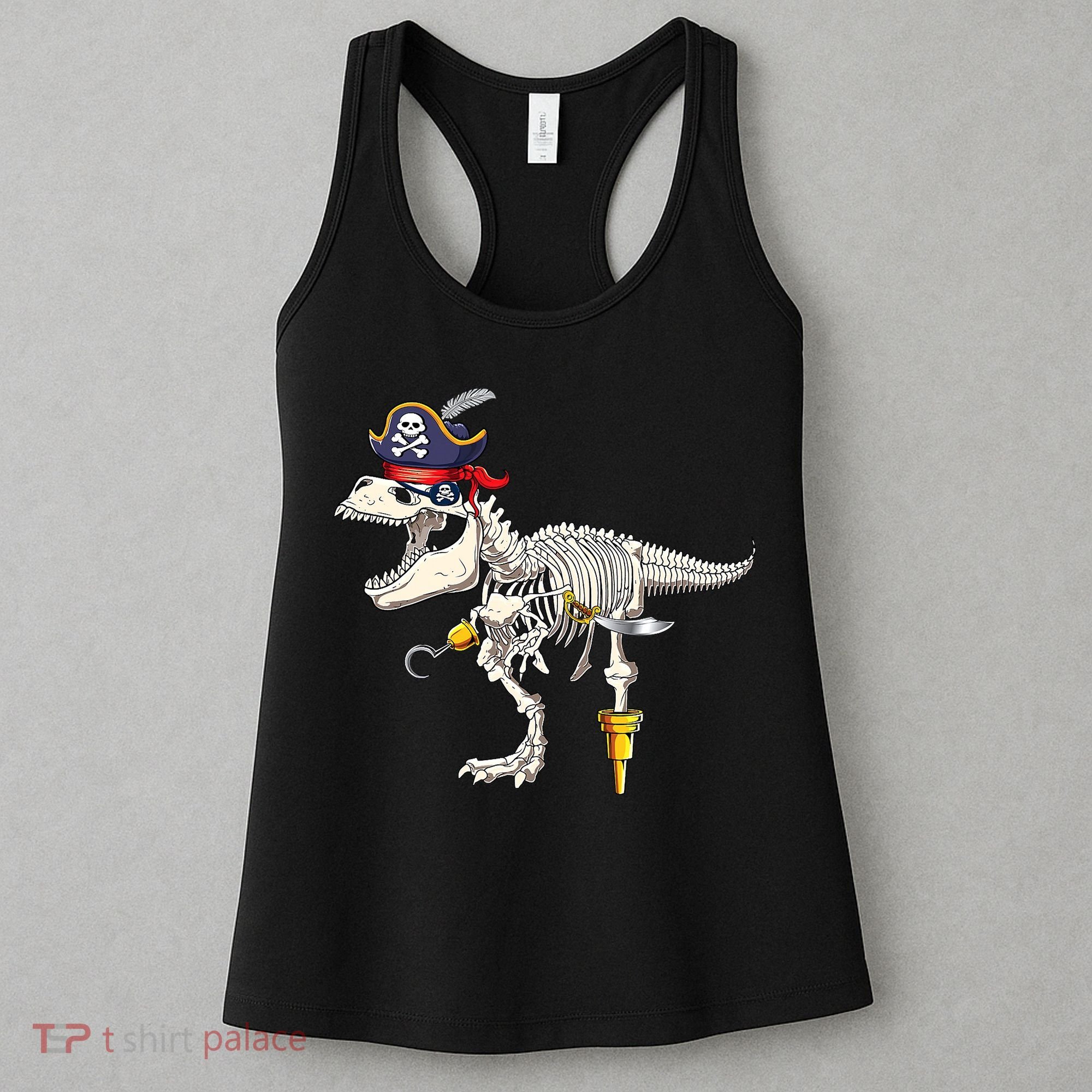 Halloween Skeleton TRex Dinosaur Pirate Trick Or Treat Women's Tank Top