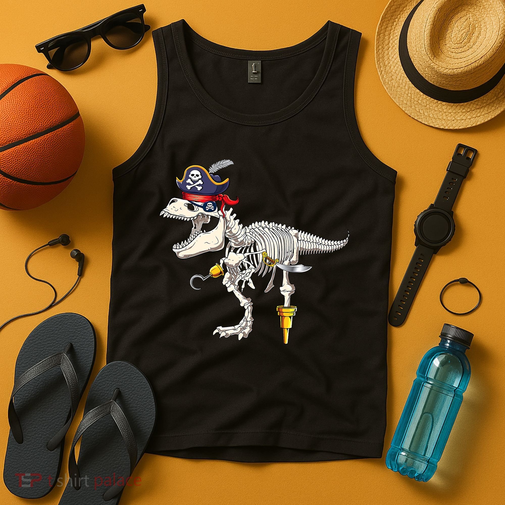 Halloween Skeleton TRex Dinosaur Pirate Trick Or Treat Tank Top