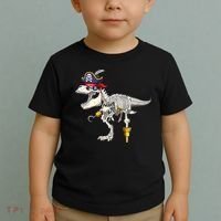 Halloween Skeleton TRex Dinosaur Pirate Trick Or Treat Toddler T-Shirt thumb 2