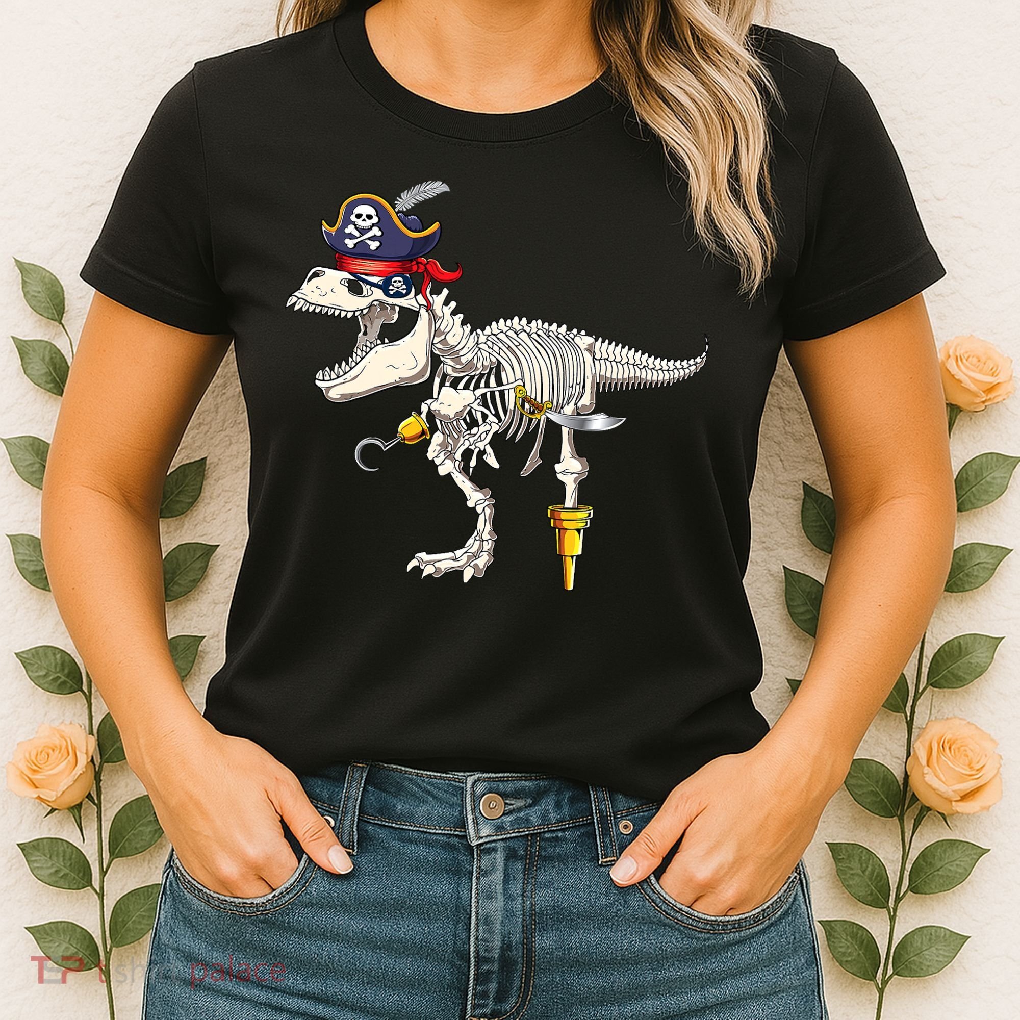 Halloween Skeleton TRex Dinosaur Pirate Trick Or Treat Women's T-Shirt
