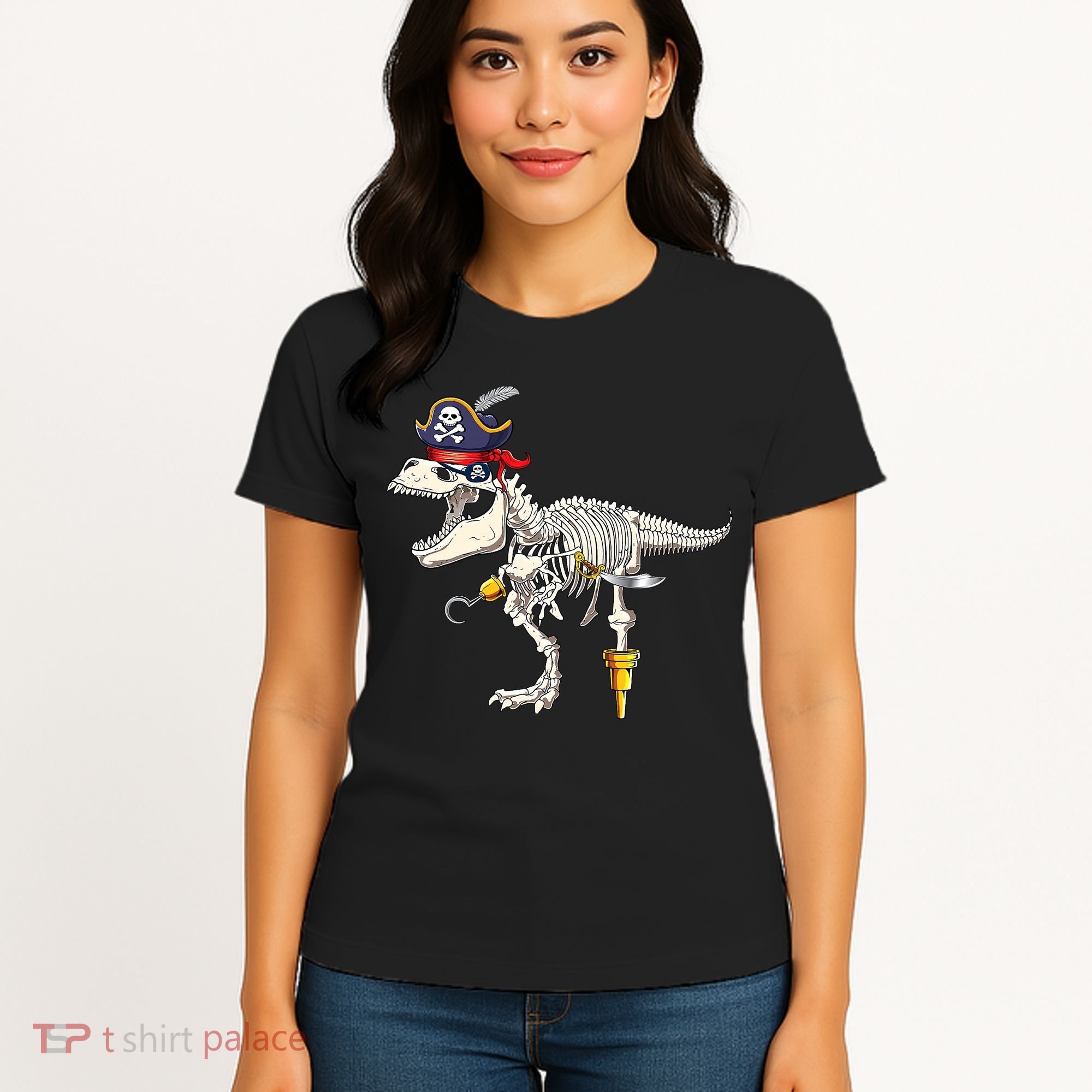 Halloween Skeleton TRex Dinosaur Pirate Trick Or Treat Women's T-Shirt
