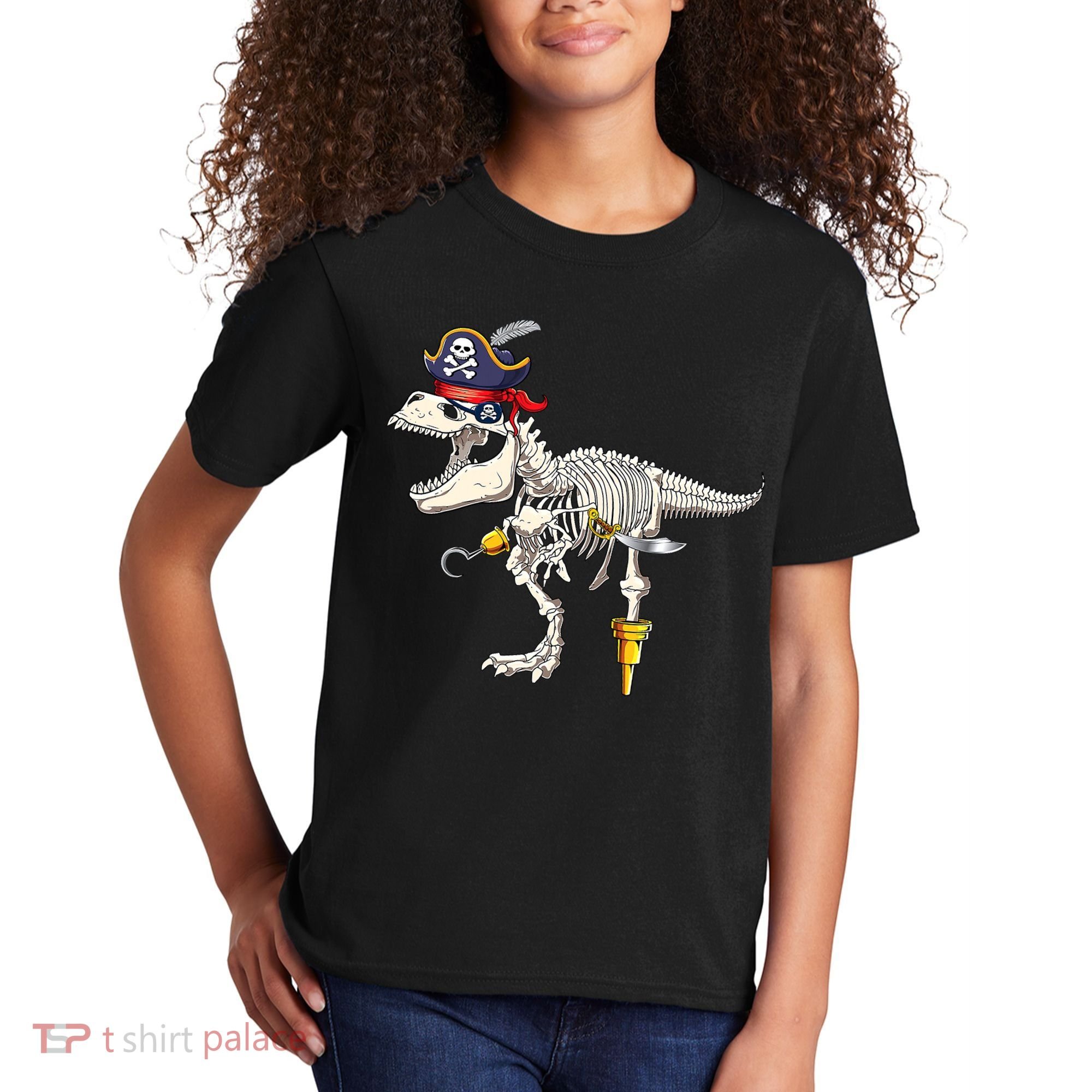 Halloween Skeleton TRex Dinosaur Pirate Trick Or Treat Kids T-Shirt