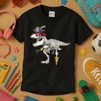Halloween Skeleton TRex Dinosaur Pirate Trick Or Treat Kids T-Shirt thumb 3