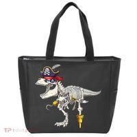 Halloween Skeleton TRex Dinosaur Pirate Trick Or Treat Tote Bag thumb 0