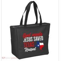 Home State Texas Pride God Made Jesus Saved Texas Raised Tote Bag thumb 2