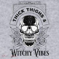 Halloween Skull Tarot Card Thick Thighs And Witchy Vibes Gift Women's Sweatshirt thumb 2