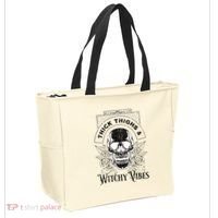 Halloween Skull Tarot Card Thick Thighs And Witchy Vibes Gift Tote Bag thumb 2