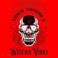 Halloween Skull Tarot Card Thick Thighs And Witchy Vibes Gift Santa Hat thumb 1