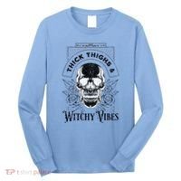 Halloween Skull Tarot Card Thick Thighs And Witchy Vibes Gift Long Sleeve Shirt thumb 0