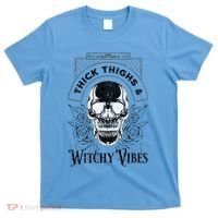 Halloween Skull Tarot Card Thick Thighs And Witchy Vibes Gift T-Shirt thumb 0