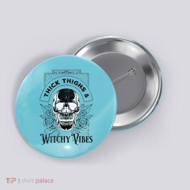 Halloween Skull Tarot Card Thick Thighs And Witchy Vibes Gift Button