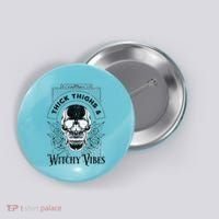 Halloween Skull Tarot Card Thick Thighs And Witchy Vibes Gift Button thumb 0