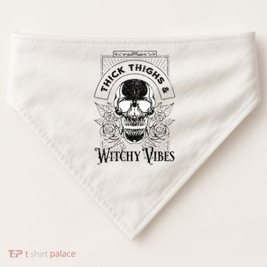 Halloween Skull Tarot Card Thick Thighs And Witchy Vibes Gift USA-Made Doggie Bandana
