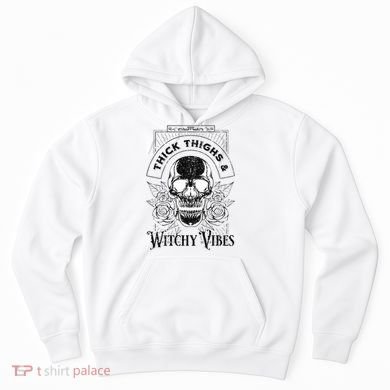 Halloween Skull Tarot Card Thick Thighs And Witchy Vibes Gift Hoodie