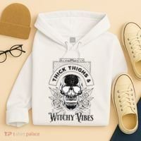Halloween Skull Tarot Card Thick Thighs And Witchy Vibes Gift Hoodie thumb 4