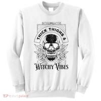 Halloween Skull Tarot Card Thick Thighs And Witchy Vibes Gift Sweatshirt thumb 0