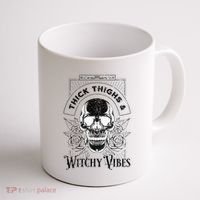 Halloween Skull Tarot Card Thick Thighs And Witchy Vibes Gift Coffee Mug thumb 1