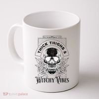 Halloween Skull Tarot Card Thick Thighs And Witchy Vibes Gift Coffee Mug thumb 0