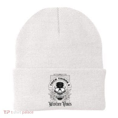 Halloween Skull Tarot Card Thick Thighs And Witchy Vibes Gift Beanie