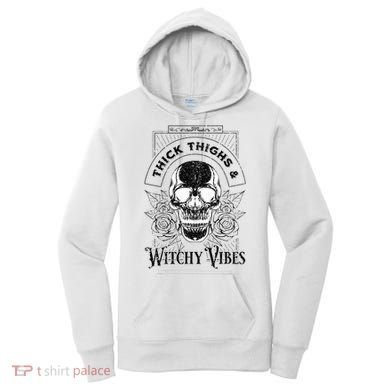 Halloween Skull Tarot Card Thick Thighs And Witchy Vibes Gift Women's Hoodie