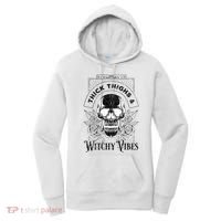 Halloween Skull Tarot Card Thick Thighs And Witchy Vibes Gift Women's Hoodie thumb 0