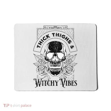 Halloween Skull Tarot Card Thick Thighs And Witchy Vibes Gift Mousepad