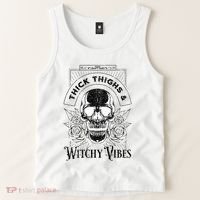 Halloween Skull Tarot Card Thick Thighs And Witchy Vibes Gift Tank Top thumb 2