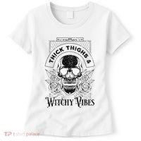 Halloween Skull Tarot Card Thick Thighs And Witchy Vibes Gift Women's T-Shirt thumb 0