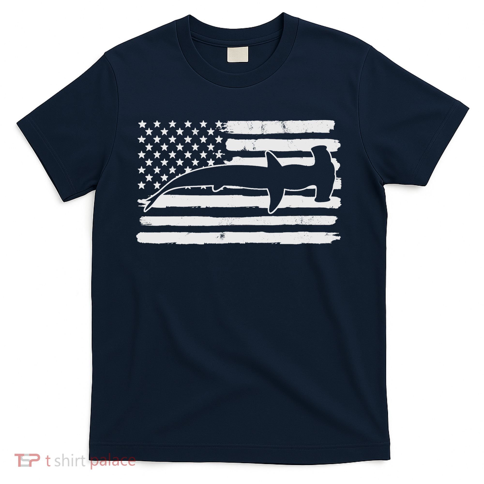 Hammerhead Shark USA Flag 4th Of July Fourth Vintage T-Shirt